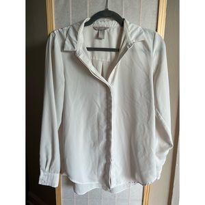 White chiffon-like button up